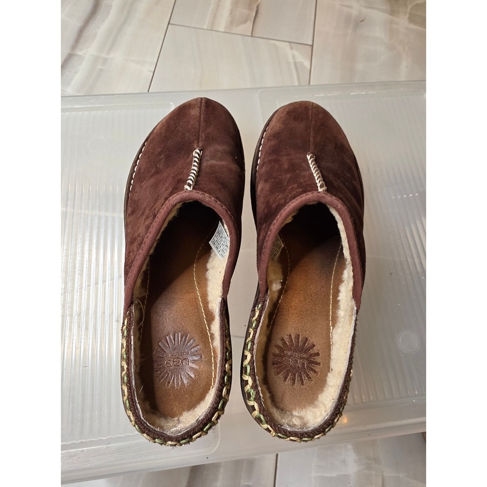 UGG Australia Nightengale Suede Sheepskin Clogs Mules Brown‎ 5177 Womens 9 - Picture 3 of 16